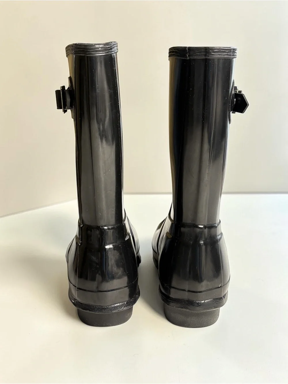 Hunter Original Short Gloss Rain Boots Black Womens Size 9 WFS1000RGL